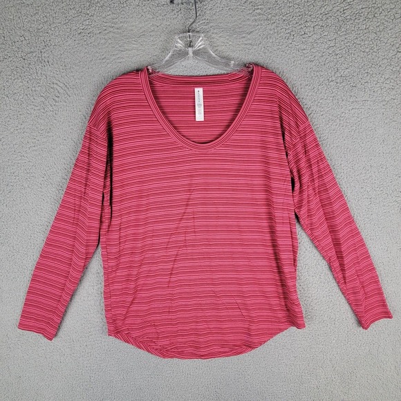 Athleta Womens Tee Cloudlight Stratus Striped Long Sleeve Athletic Size M - Picture 1 of 8